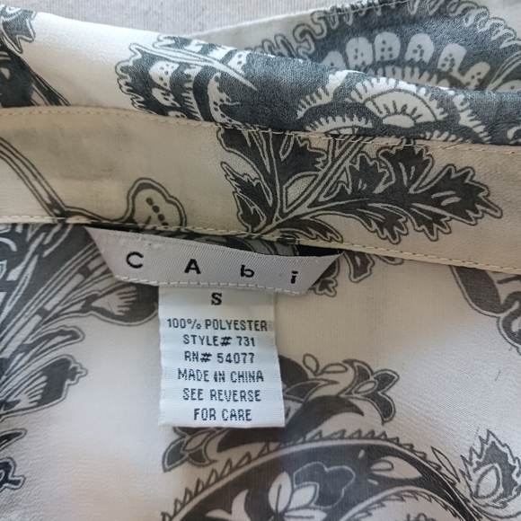 Ruffled Floral Black White Grey Floral Blouse Translucent Tie Up Flare Small - Picture 9 of 9